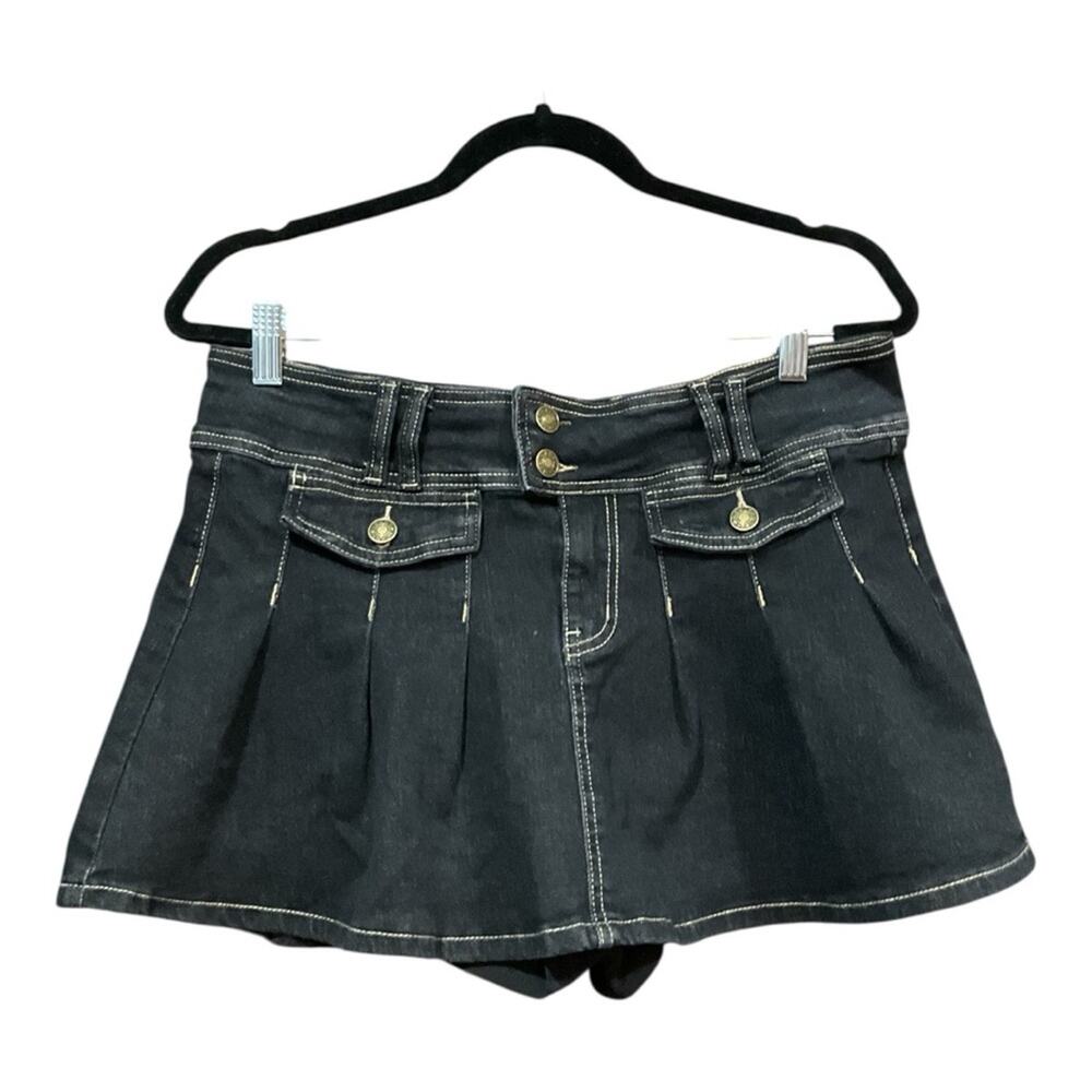 Y2K Mini Micro Denim Pleated Skort NWT